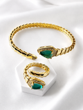 Set de Serpiente  brazalete y anillo ajustable- size 7inch