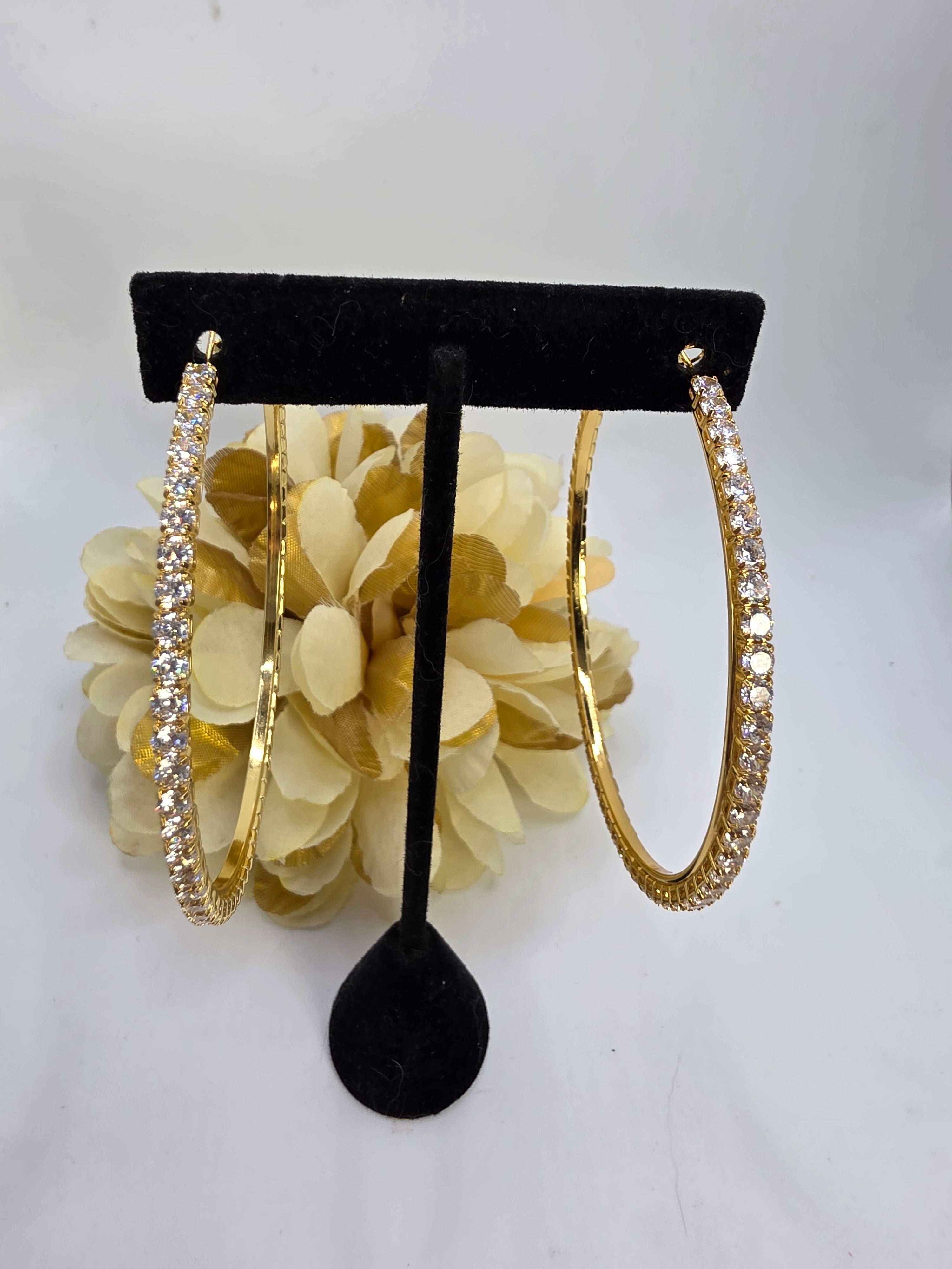 75mm Real Glass Hoops Karol G Gold / Silver