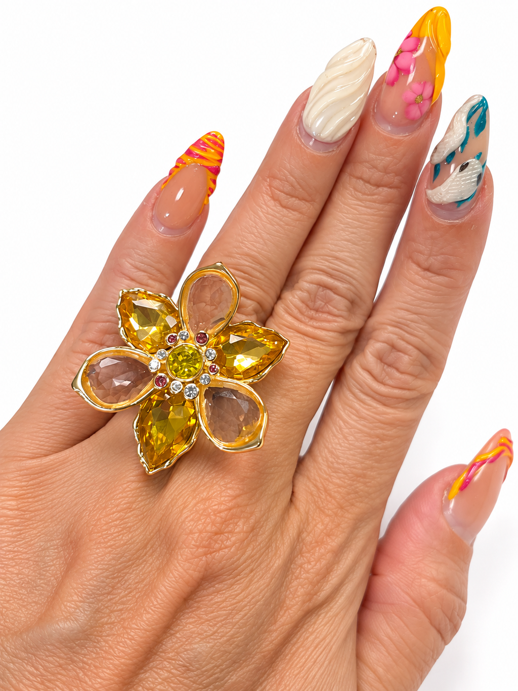 Anillo FLOR Grande Cristal 5A