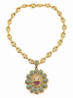 Cadena GG con  Girasol de Vidrio Real - Size 18inch