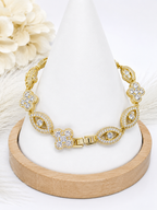 Pulsera de Ojos y Cruz- Size 7inch con extension