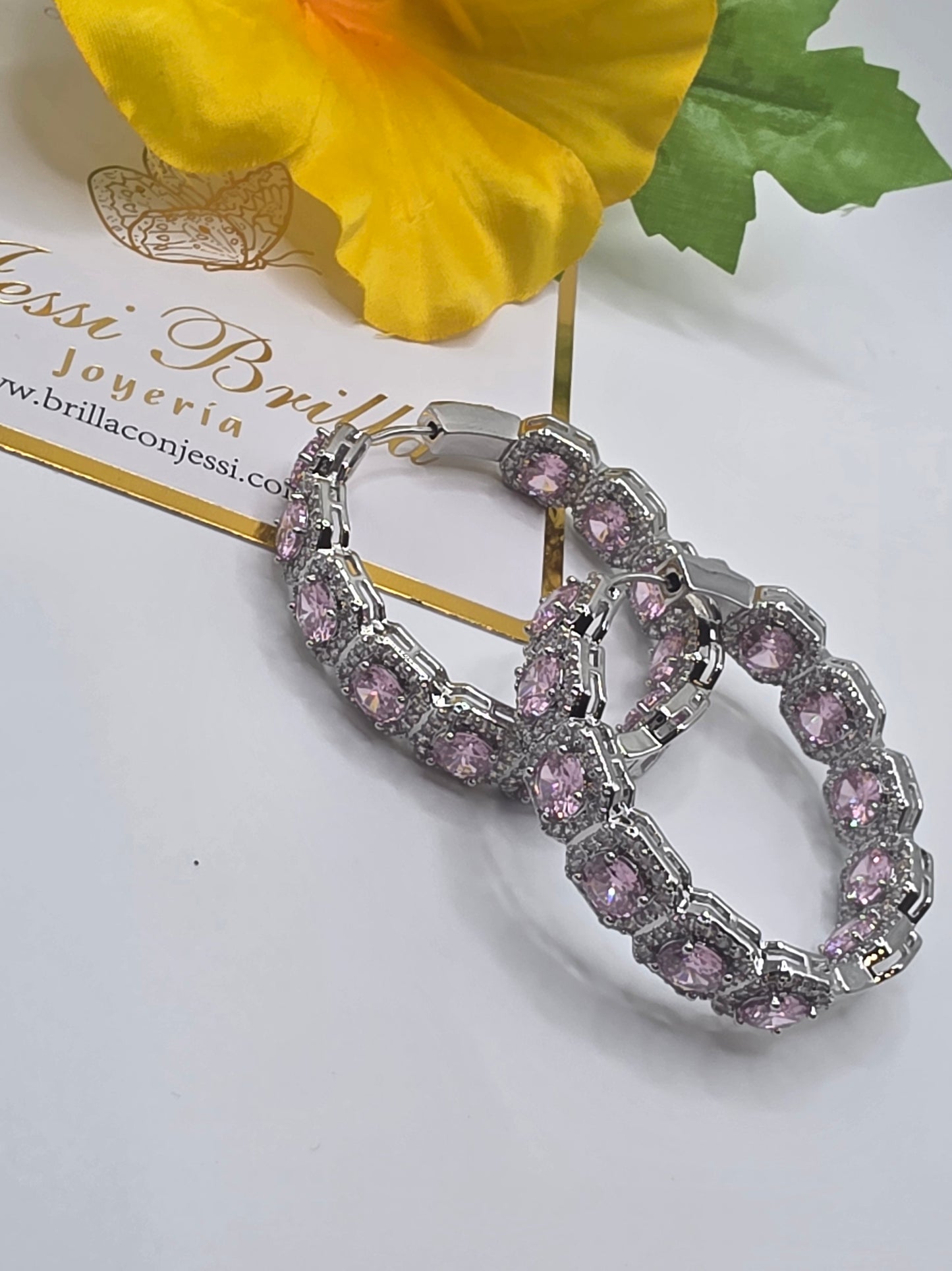 Argollas Silver  de 55mm Karol G de Cubis de Hielo de Vidrio Real