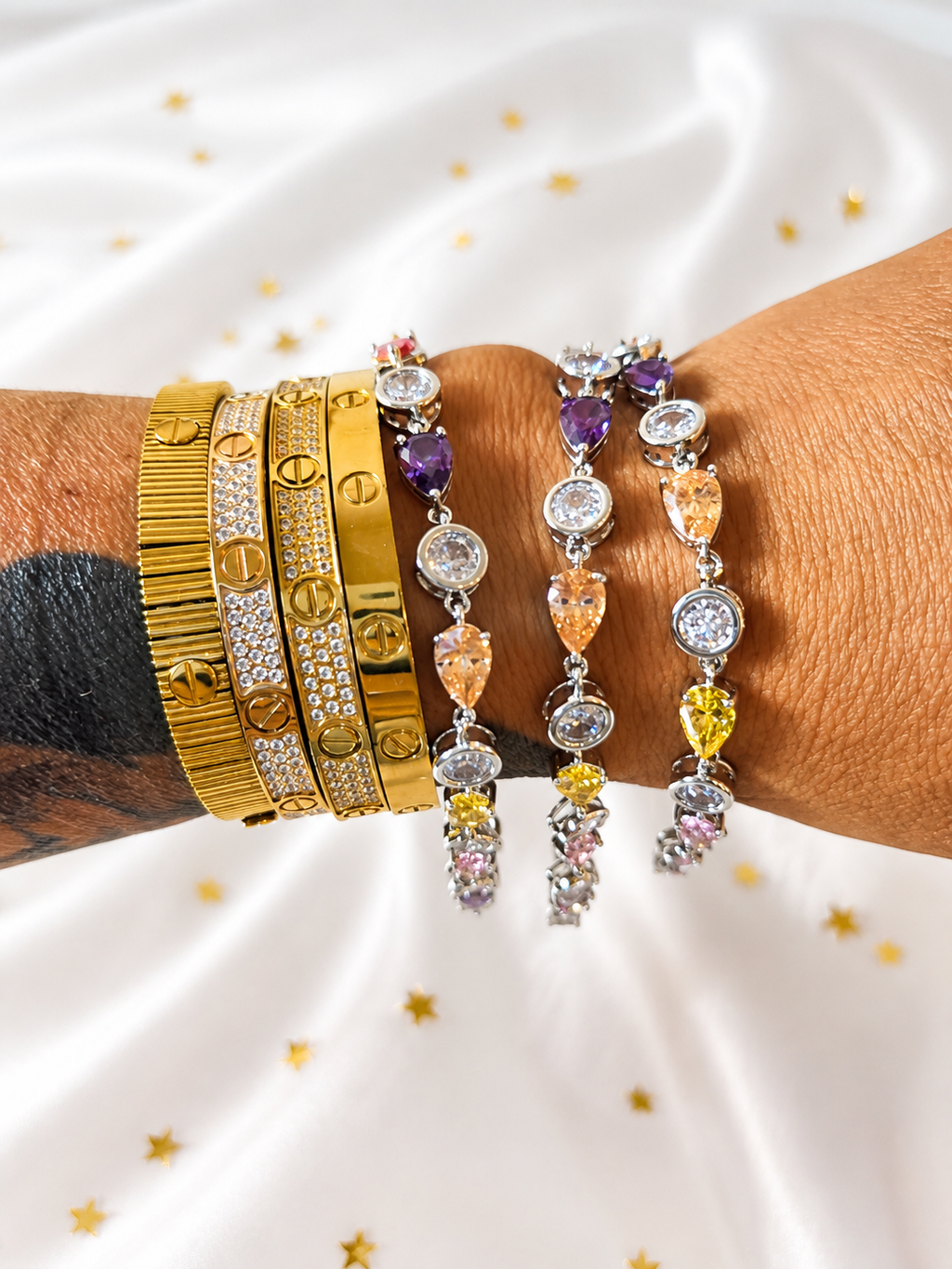 Pulseras silver en colores Size 7inch con extension