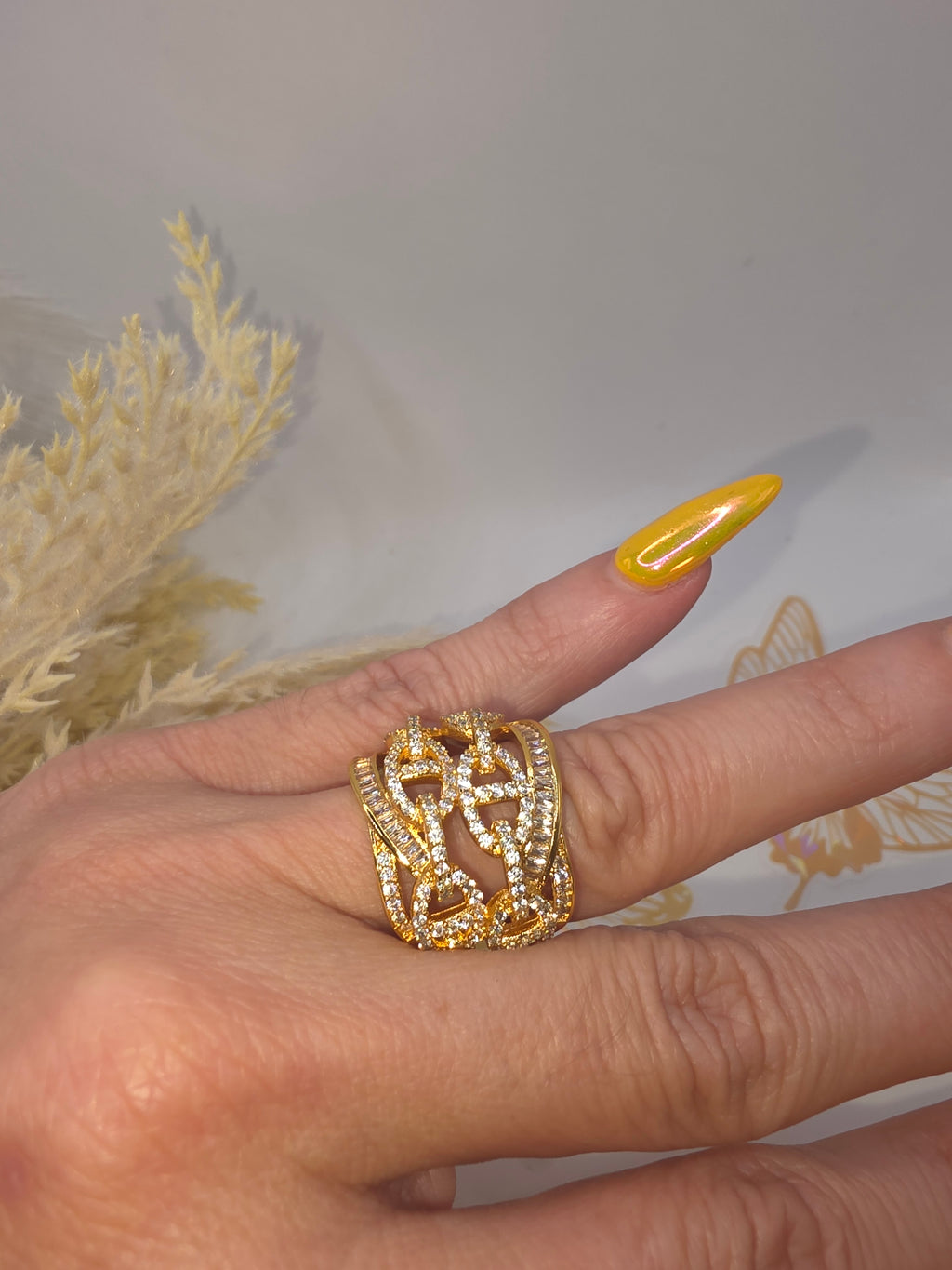 GG Polished Glass Ring, adjustable 7 and 8 inches