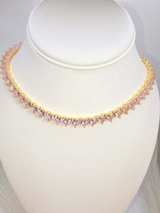 Pink Glass Choker 16inch