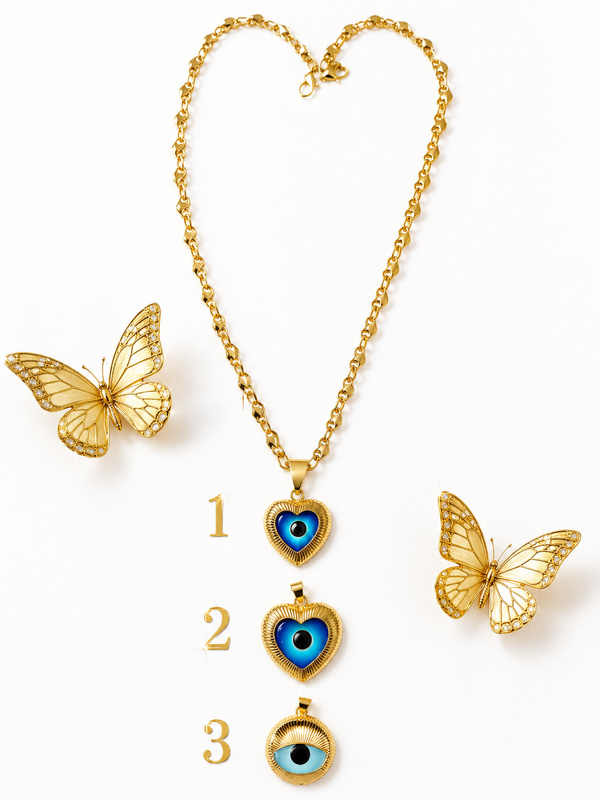 Cadena de Ojo Azul Turco Tejido de corazon cual ojo te gusta mas?