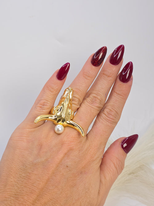 Anillo de Cabeza de Toro Tendencia Oro/ Silver size 7