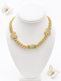 14k Gold Plated Crushed Glass Heart Choker Set