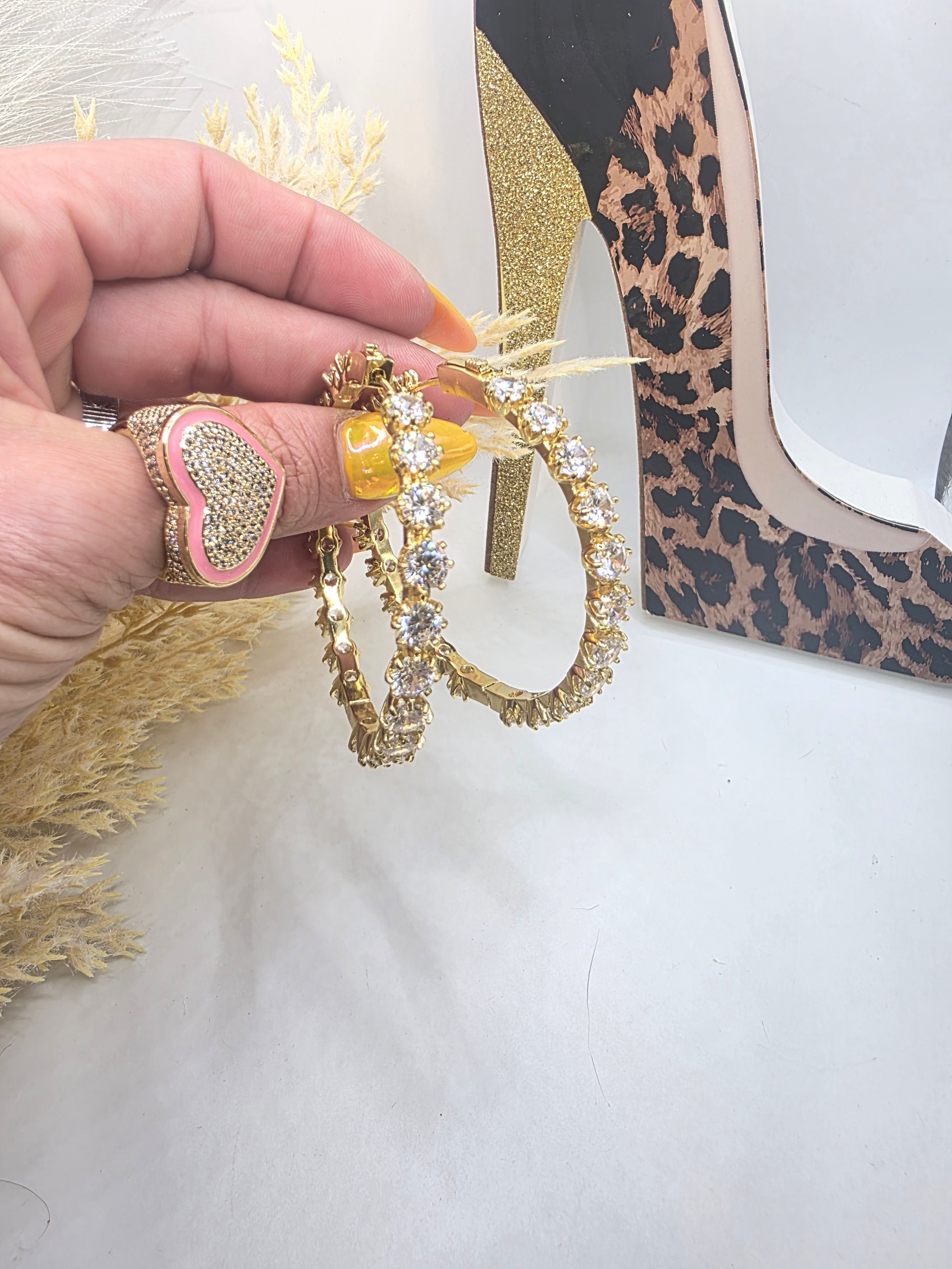 65mm Karol G Real Glass Hoop Earrings with Safety Clasp