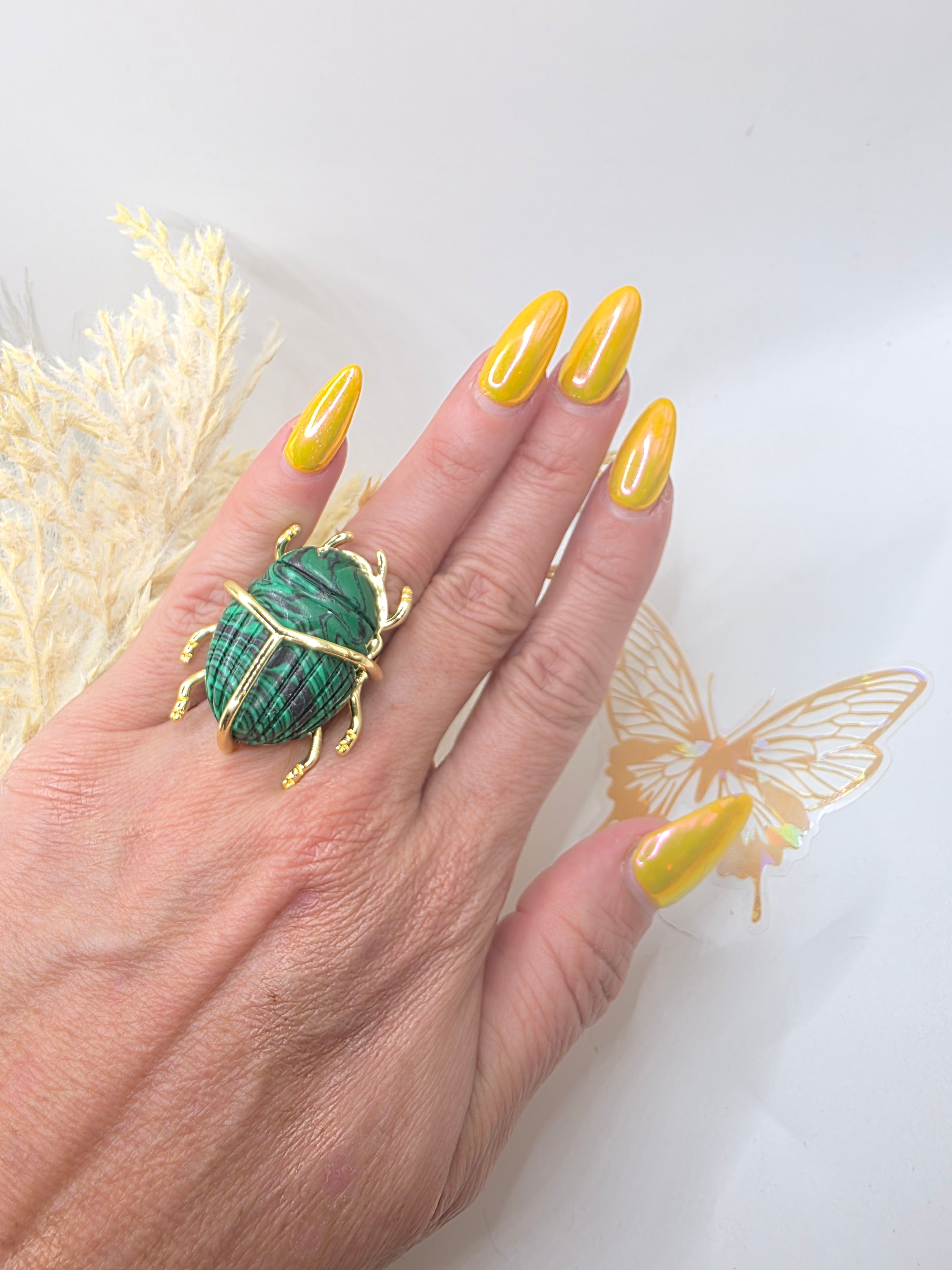 Tendencia Anillo de escarabajo Piedra Real ajustable