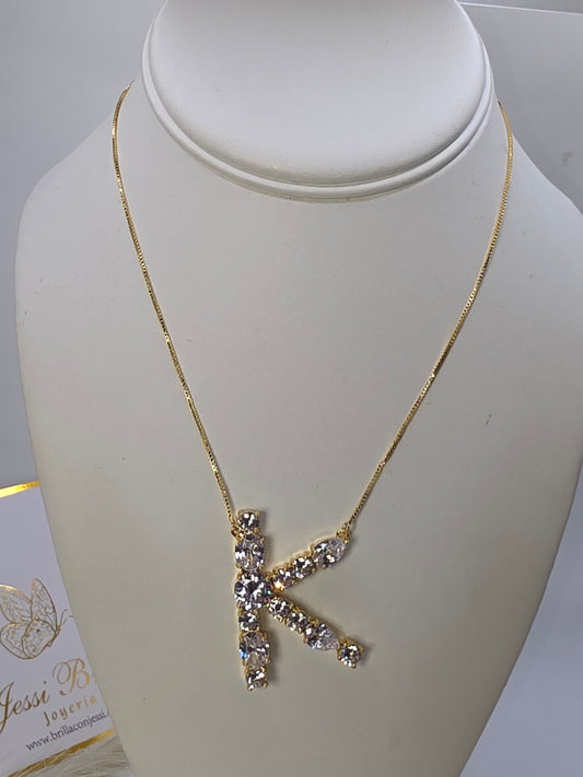 14K Gold Plated Real Glass Initial