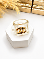 Anillo CC Transparente Elegante-  Size 7