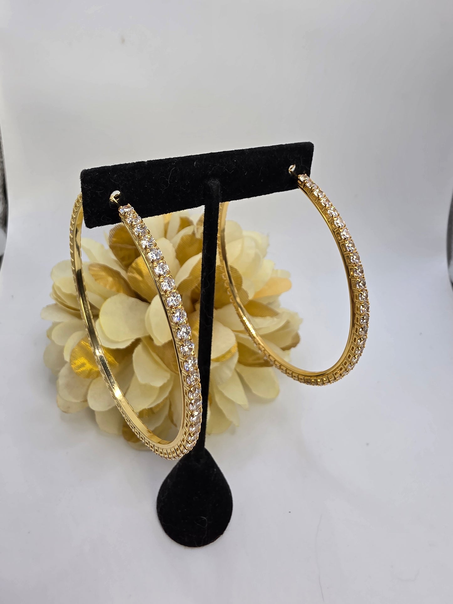 Argollas de 75mm en Vidrio Real Karol G Gold / Silver