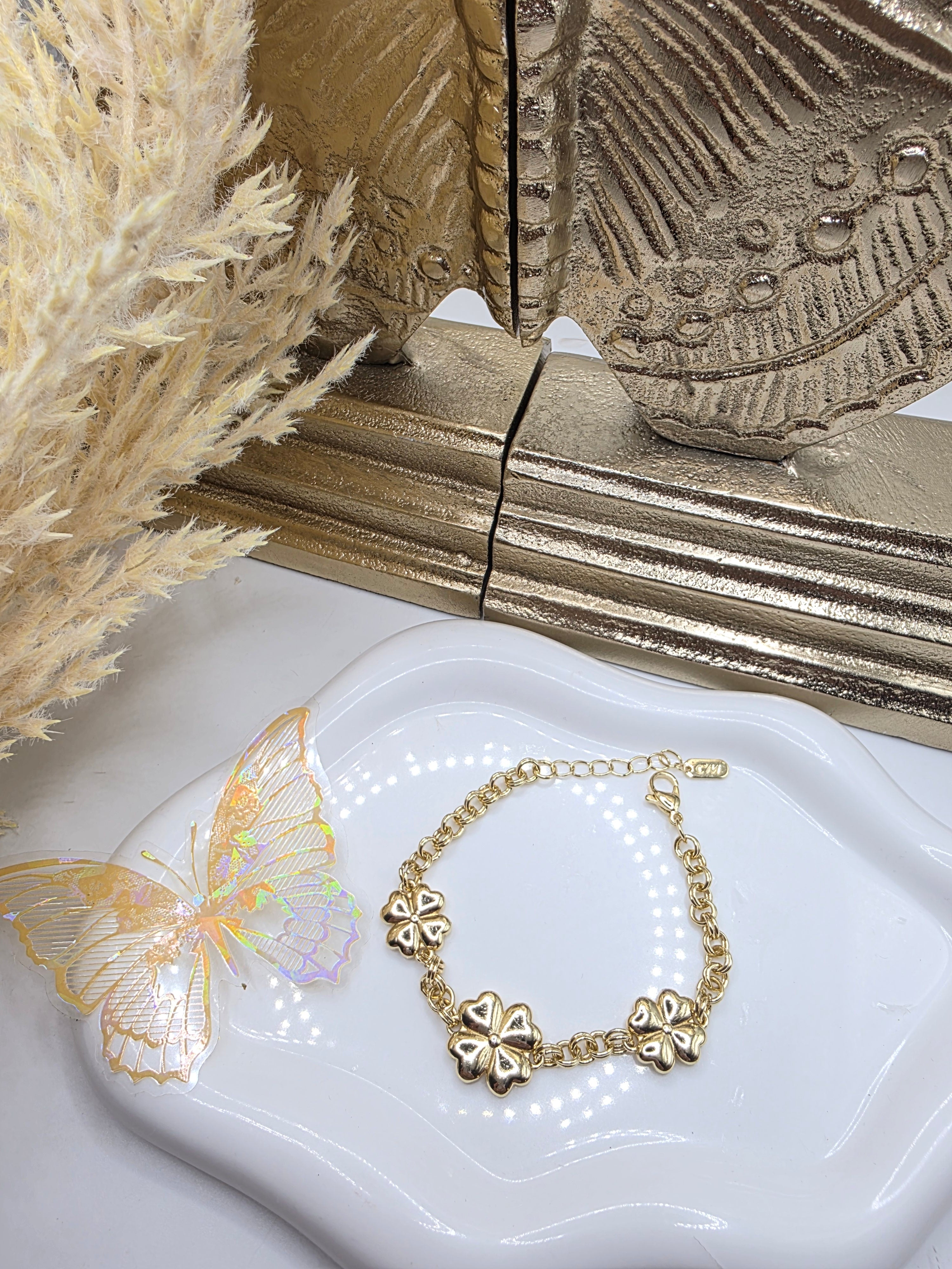Pulsera de 3 Trebol- Size  7inch con extension