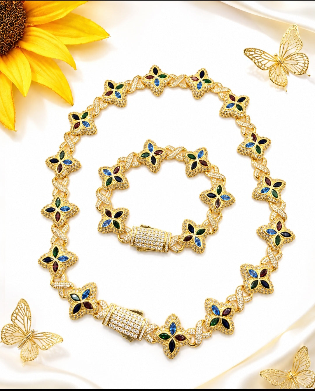 Luce impecable-Set Flores Vidrio Real