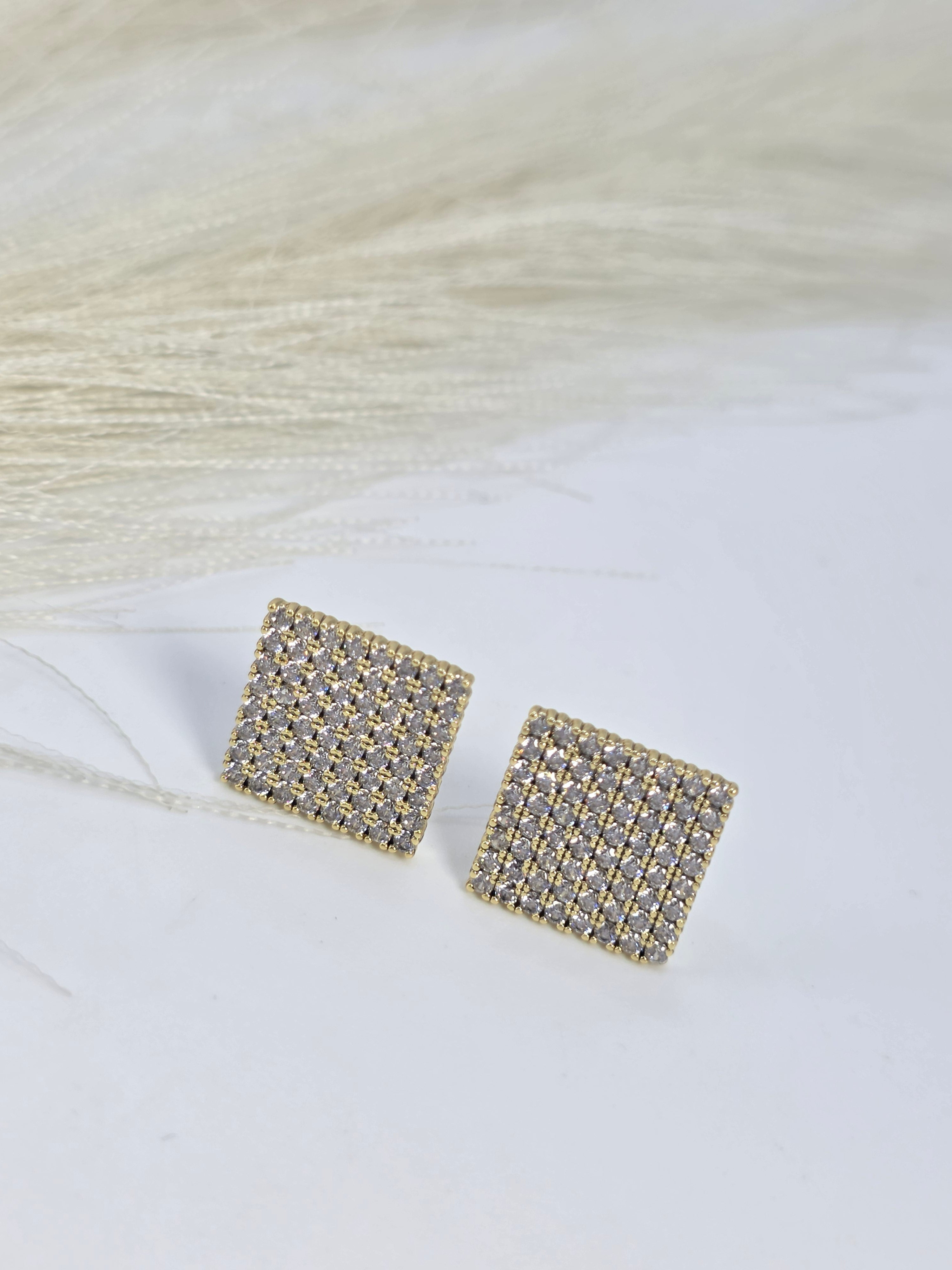Aretes HipHop Cuadros con Vidrio