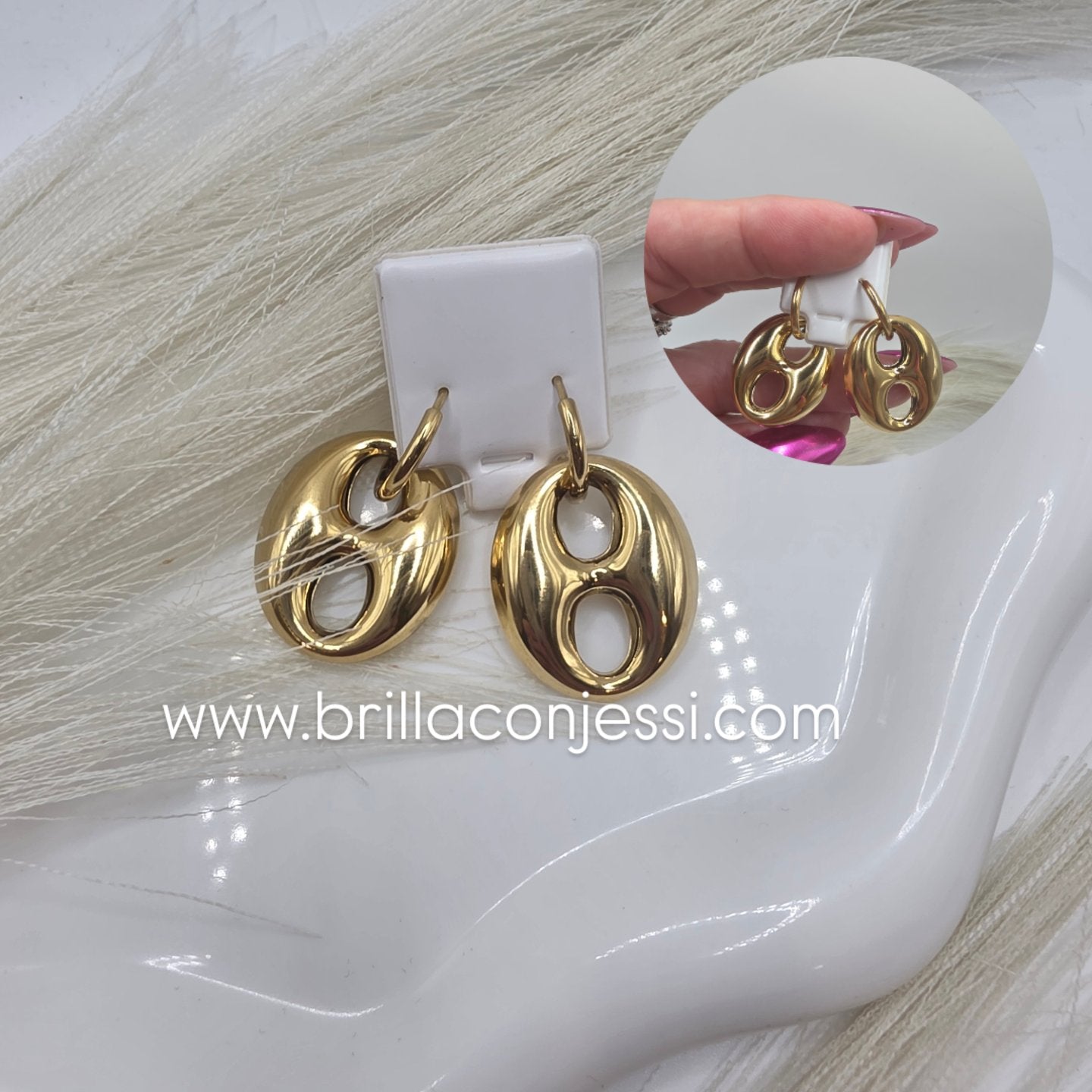 Aretes GG acero en laminado 14k