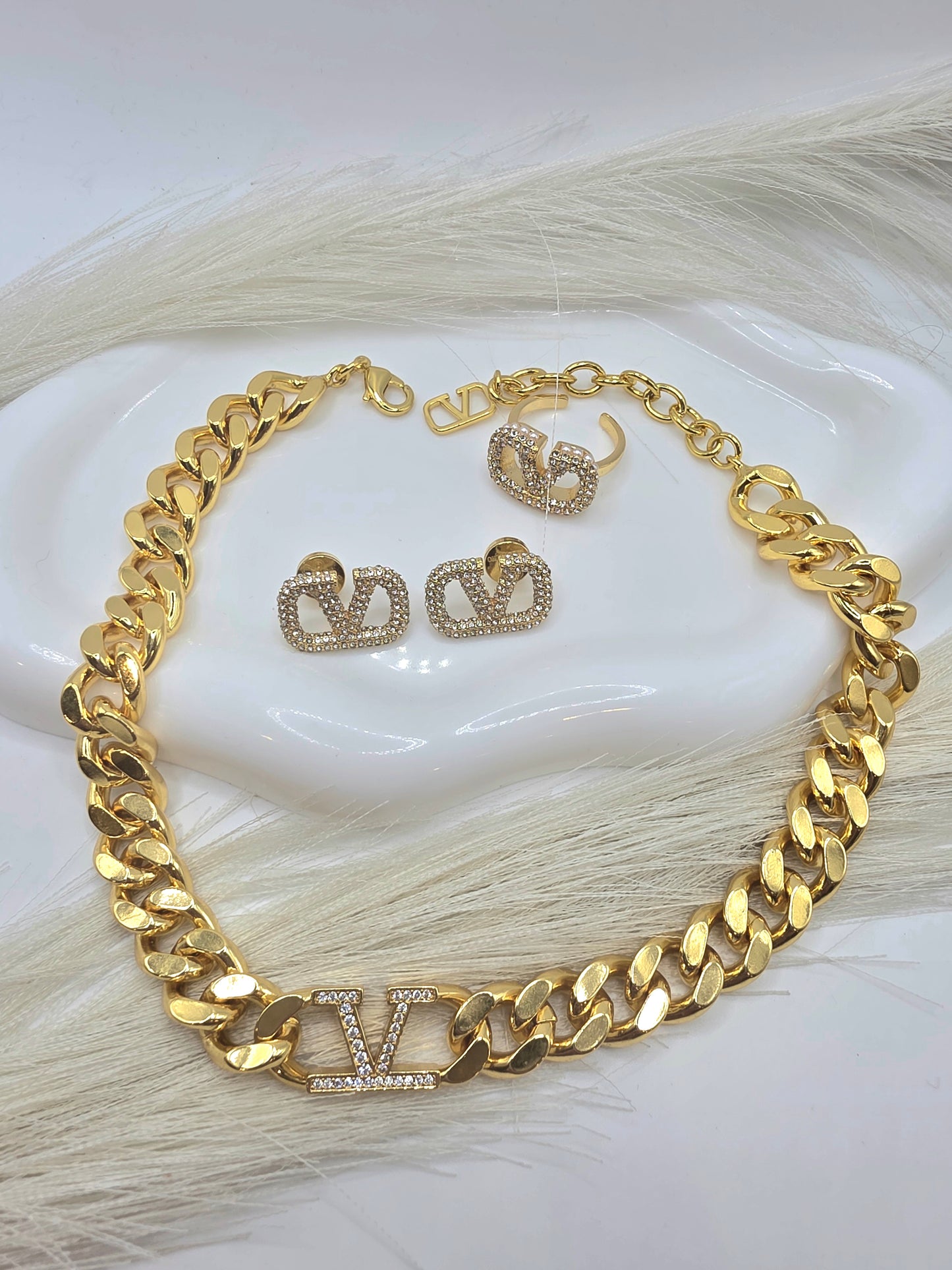 Set Valentino anillo ajustable Gargantilla 16imch