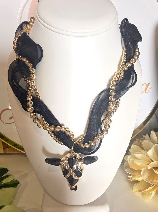 Dark fabric bull choker