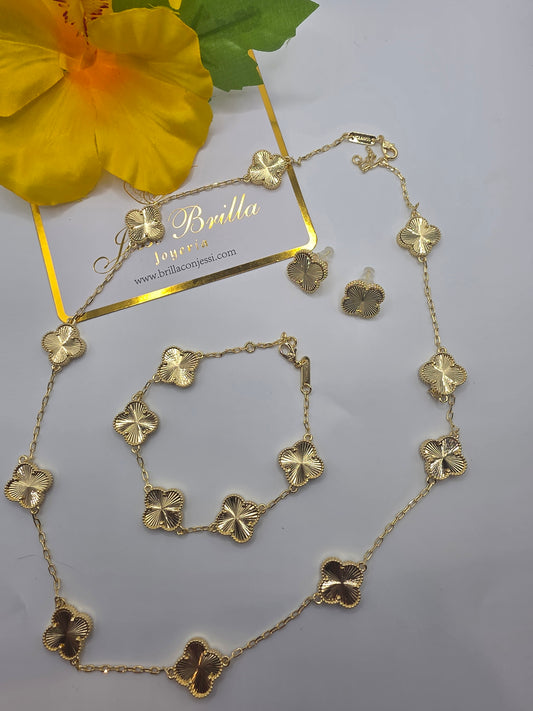 Set de Trebol dorado de 10 hojas Alta Calidad