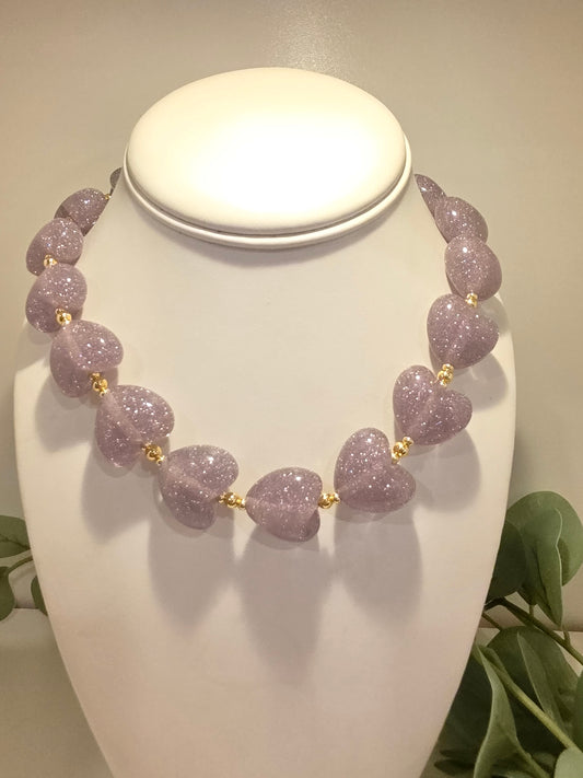 Gargantilla de Corazones rosa cálido 16inch con extensión