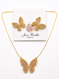 Mariposa Oro Rosa en Vidrio Real Brilla a lo grande -Size 16inch con extensión
