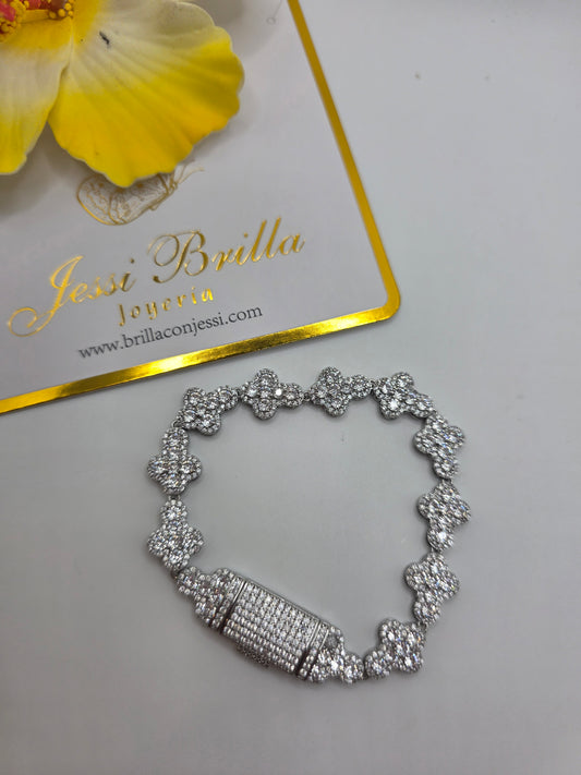 Pulsera de Cruz broche princesa Size  7inch en Vidrio Real 5A