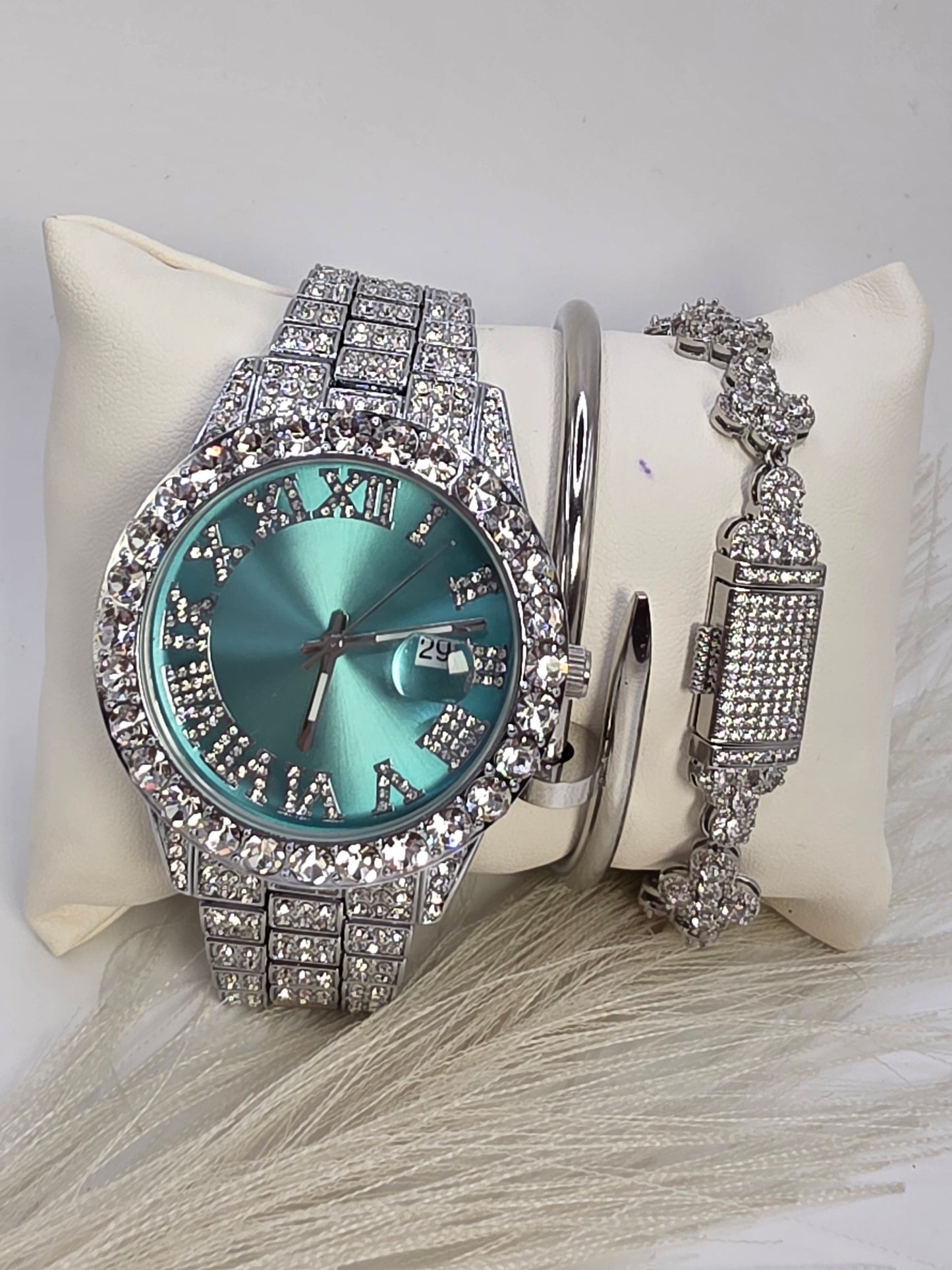 Reloj Silver Adimantado en Vidrio Real de 42mm Alta Calidad