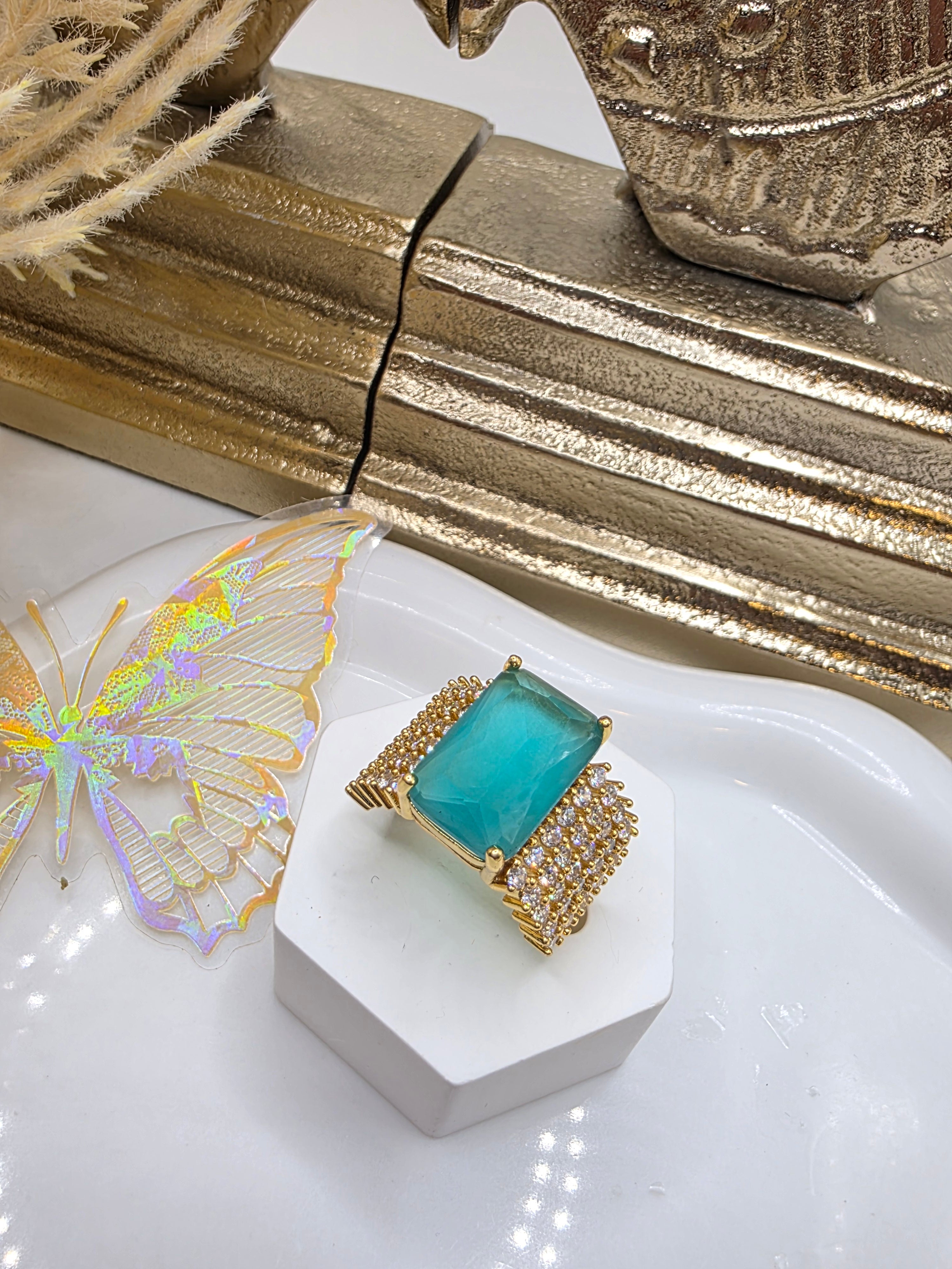 Anillo Agua Color en Vidrio Real