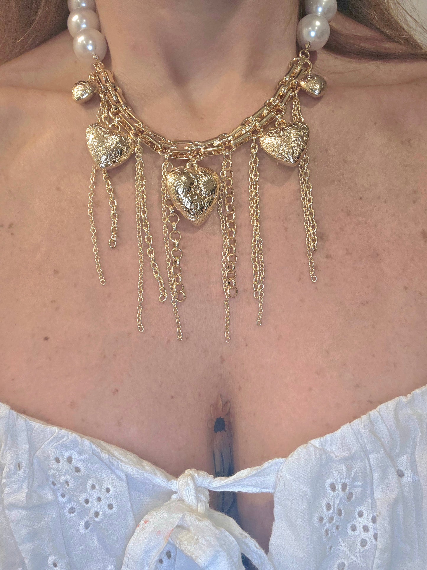 Collar de Corazones y Perlas